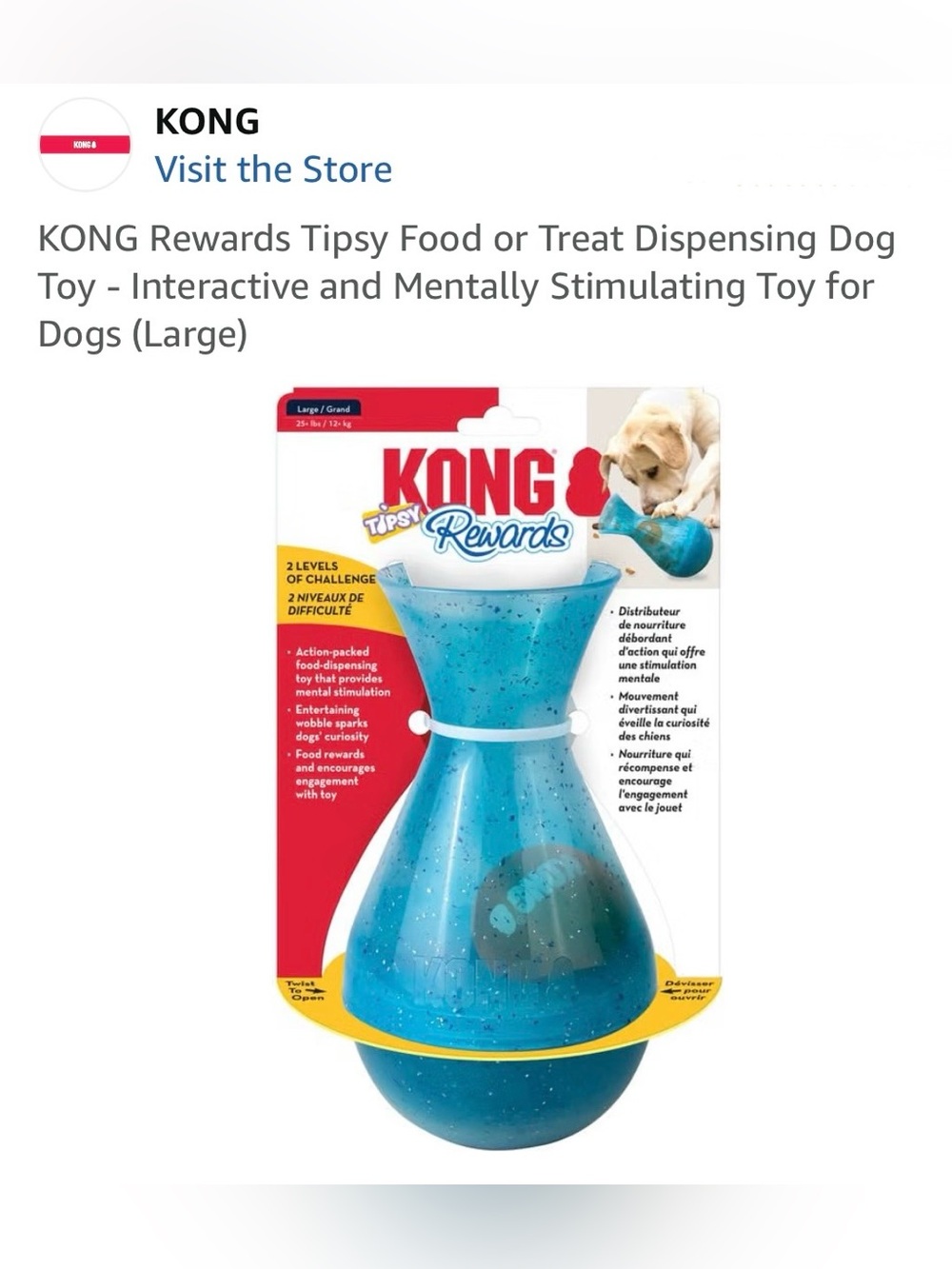 NWT Kong Blue Speckled Tipsy Treat-Dispensing Dog Toy